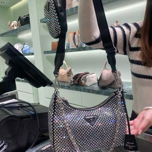 Prada Re-Edition 2005 satin bag with crystals